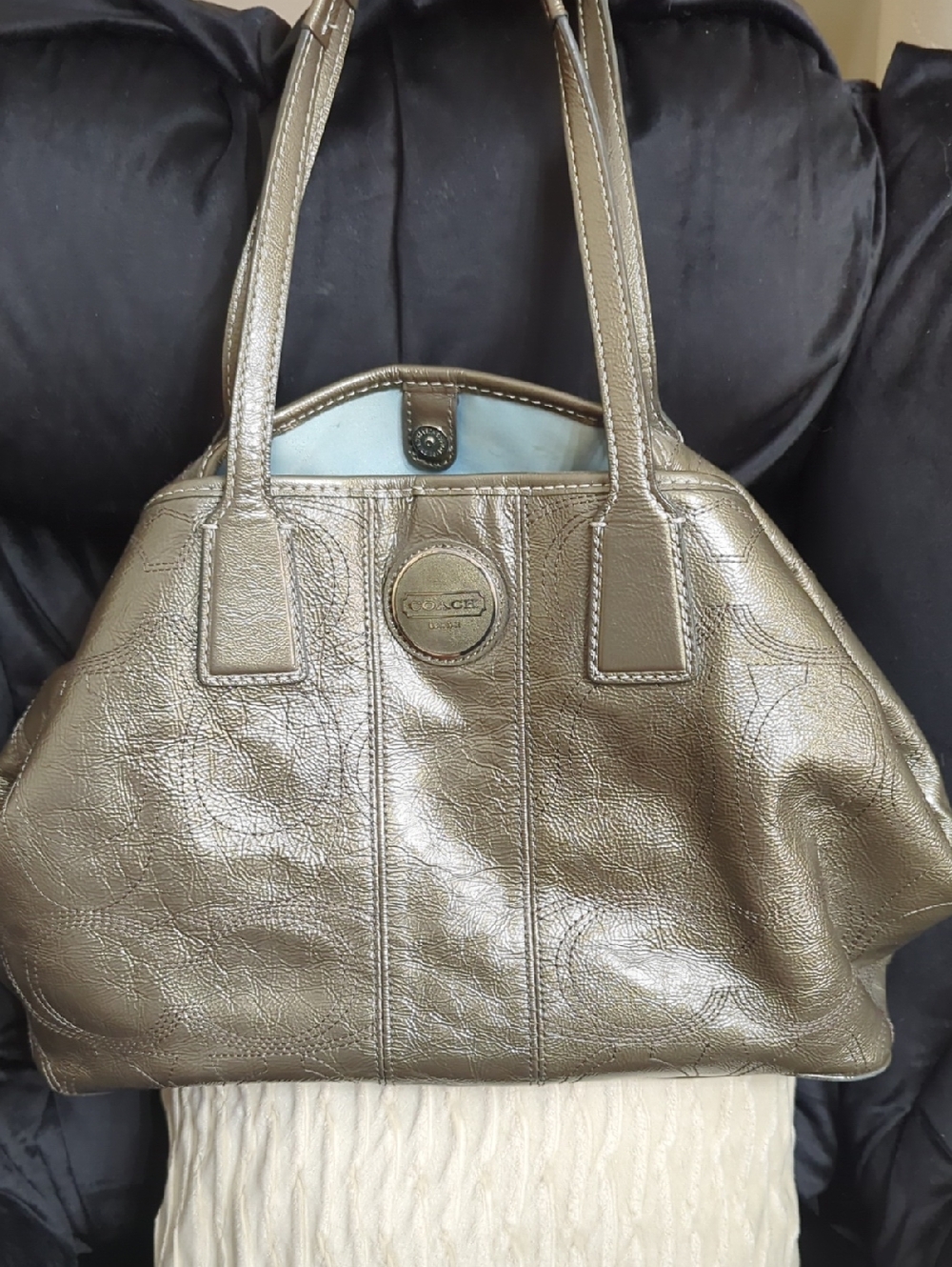 Coach Metallic Silver Leather Tote Bag - Picture 8 of 8